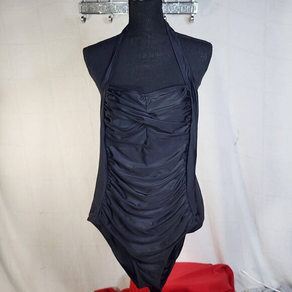 Smismivo Other - Smismivo Black Tummy Control Halter One Piece Slimming Ruched Bathing Suit Sz M